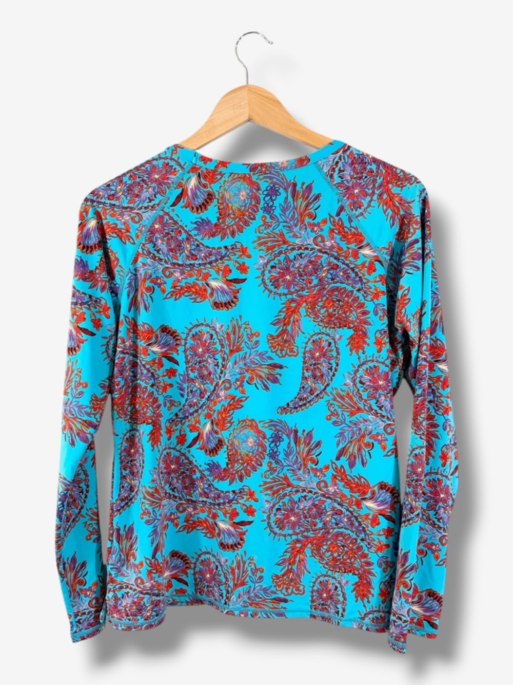 Garnet Hill Rashguard Blue Red Paisley Print Size XL Swim Surf Beach Vacation - Picture 8 of 8